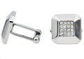 Mens Stainless Steel Cuff Links With Cubic Zirconia