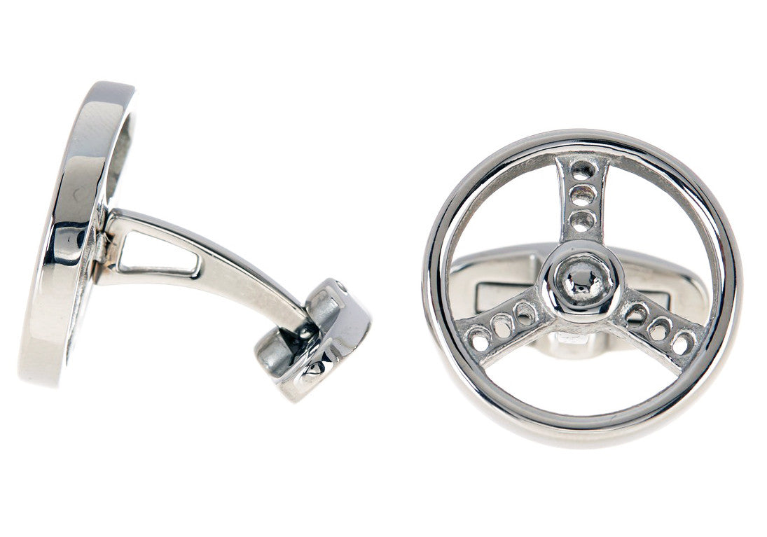 Mens Stainless Steel Steering Wheel Cuff Links