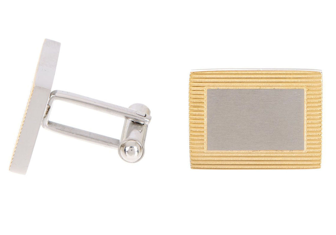Mens Gold Stainless Steel Cuff Links