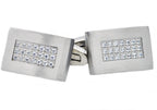 Mens Stainless Steel Cuff Links With Cubic Zirconia