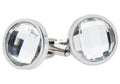 Mens Stainless Steel Cuff Links With Clear Crystals