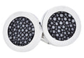 Mens Black Stingray Leather Stainless Steel Cuff Links