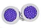 Mens Lavender Stingray Leather Stainless Steel Cuff Links