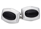 Mens Genuine Black Onyx Stainless Steel Cuff Links