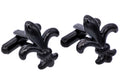 Mens Black Plated Stainless Steel Fleur De Lis Cuff Links