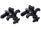 Mens Black Plated Stainless Steel Fleur De Lis Cuff Links