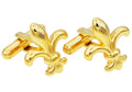 Mens Gold Stainless Steel Fleur De Lis Cuff Links