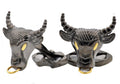 Mens Gold And Black Stainless Steel Bull Cuff Links