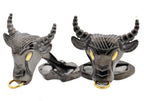 Mens Gold And Black Stainless Steel Bull Cuff Links