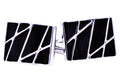 Mens Black Plated Stainless Steel Cuff Links