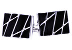 Mens Black Plated Stainless Steel Cuff Links