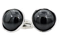 Mens Genuine Black Onyx Stainless Steel Cuff Links