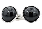 Mens Genuine Black Onyx Stainless Steel Cuff Links