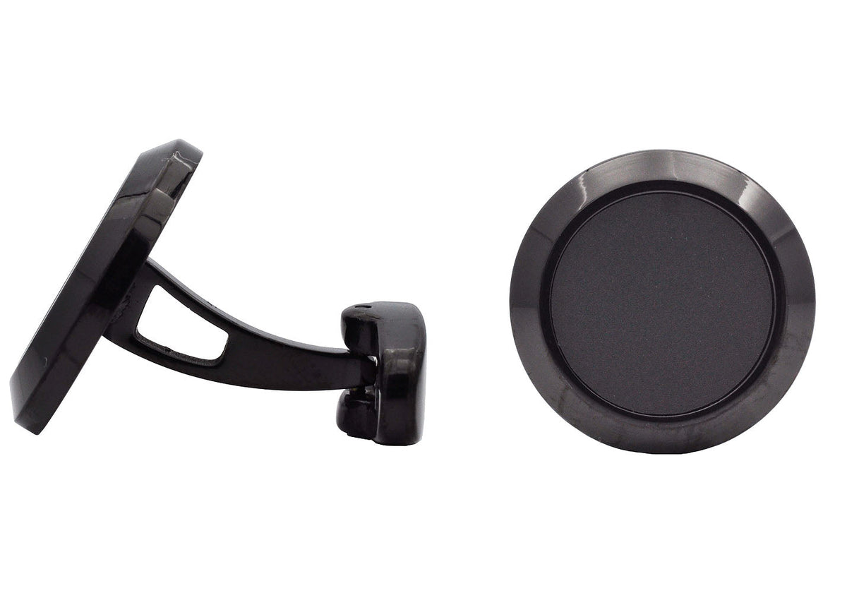Mens Black Plated Circular Stainless Steel Cuff Links