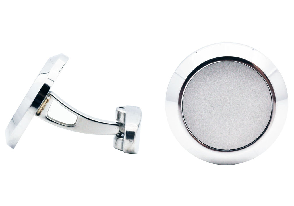 Mens Circular Stainless Steel Cuff Links