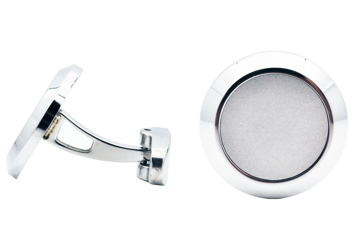 Mens Circular Stainless Steel Cuff Links