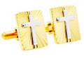 Mens Gold Stainless Steel Radial Cross Cuff Links