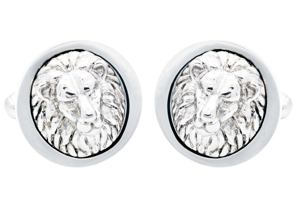 Mens Lion's Head Stainless Steel Cuff Links