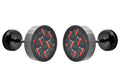 Mens 9mm Black Plated Stainless Steel Earrings With Red Carbon Fiber