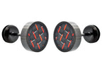 Mens 9mm Black Plated Stainless Steel Earrings With Red Carbon Fiber