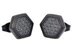 Mens Black Plated Stainless Steel Earrings With Black Cubic Zirconia