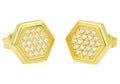 Mens Gold Stainless Steel Earrings With Cubic Zirconia