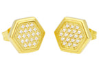 Mens Gold Stainless Steel Earrings With Cubic Zirconia