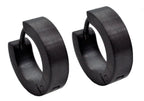 Mens 14mm Black Plated Stainless Steel Hoop Earrings