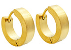 Mens 14mm Gold Stainless Steel Hoop Earrings