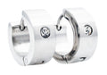 Mens 14mm Stainless Steel Hoop Earrings With Cubic Zirconia