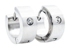 Mens 14mm Stainless Steel Hoop Earrings With Cubic Zirconia