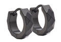 Men's Black Stainless Steel Hammered Hoop Earrings