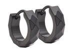 Men's Black Stainless Steel Hammered Hoop Earrings