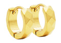 Men's Gold Stainless Steel Hammered Hoop Earrings