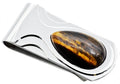 Mens Genuine Tiger Eye Stainless Steel Money Clip