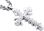Mens Stainless Steel Cross Pendant With Cubic Zirconia