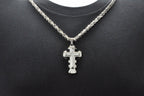 Mens Stainless Steel Cross Pendant With Cubic Zirconia