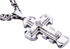 Mens Stainless Steel Cross Pendant With Cubic Zirconia