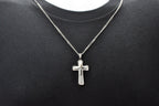 Mens Stainless Steel Layered Cross Pendant Necklace