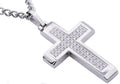 Mens Stainless Steel Cross Pendant With Cubic Zirconia