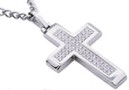 Mens Stainless Steel Cross Pendant With Cubic Zirconia