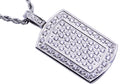 Mens Stainless Steel Dog Tag Pendant With Cubic Zirconia