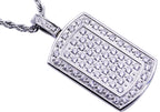 Mens Stainless Steel Dog Tag Pendant With Cubic Zirconia