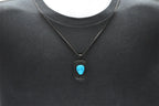 Mens Black Stainless Steel Turqoise Skull Dog Tag Pendant