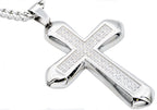 Mens Stainless Steel Cross Pendant With Cubic Zirconia