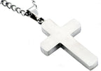 Mens Polished and Brushed Finished Stainless Steel Cross Pendant With 24" Curb Chain