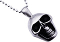 Mens Matte Finish Stainless Steel Skull Pendant Necklace With Black Cubic Zirconia Eyes