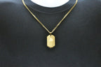 Mens Gold Stainless Steel Engravable Dog Tag Pendant Necklace With 24" Gold Curb Chain
