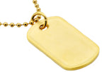 Mens Gold Stainless Steel Engravable Dog Tag  Pendant Necklace