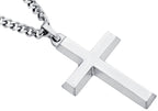 Mens Stainless Steel Plated Cross Pendant With 24" Curb Chain